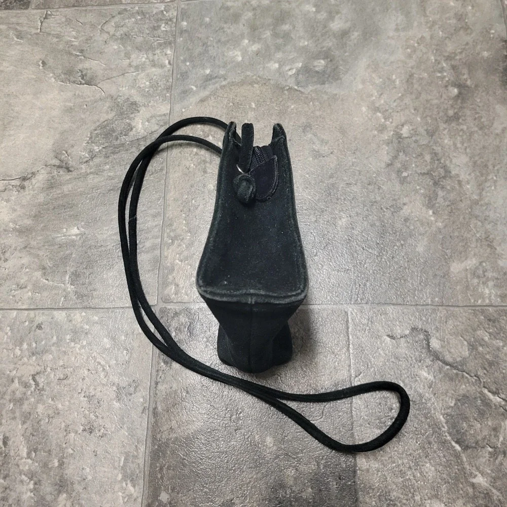 Vintage‎ 90s y2k Esprit Crossbody Bag Black Faux Suede Trapezoid Small OS